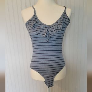 Jasmine & ginger black and blue striped bodysuit